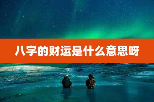 八字的财运是什么意思呀