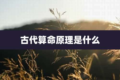 古代算命原理是什么