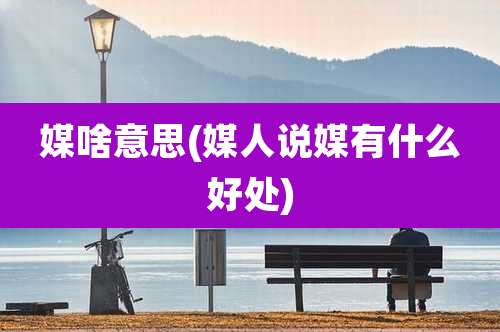 媒啥意思(媒人说媒有什么好处)