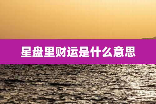 星盘里财运是什么意思