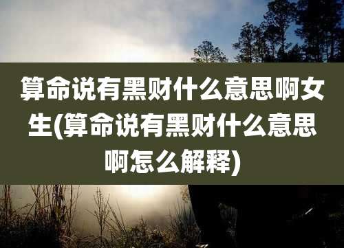 算命说有黑财什么意思啊女生(算命说有黑财什么意思啊怎么解释)