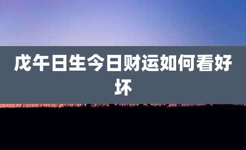 戊午日生今日财运如何看好坏