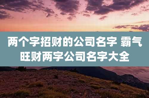 两个字招财的公司名字 霸气旺财两字公司名字大全