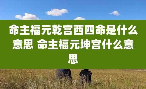 命主福元乾宫西四命是什么意思 命主福元坤宫什么意思