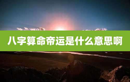 八字算命帝运是什么意思啊