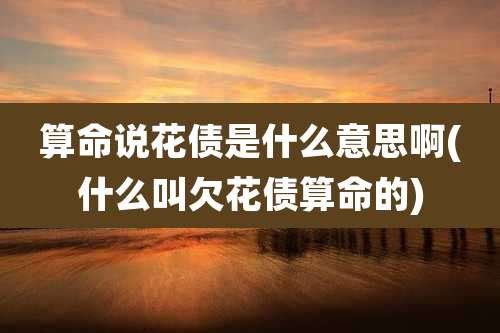 算命说花债是什么意思啊(什么叫欠花债算命的)