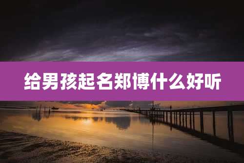 给男孩起名郑博什么好听