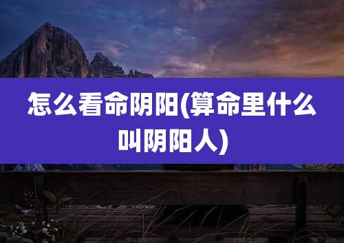 怎么看命阴阳(算命里什么叫阴阳人)