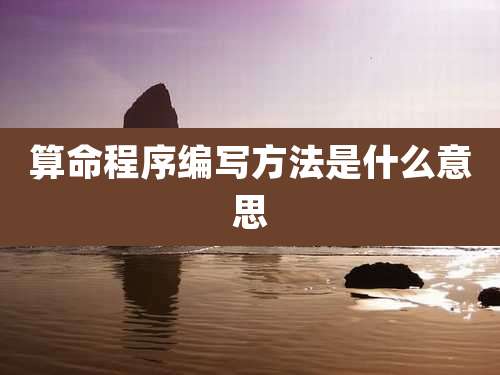 算命程序编写方法是什么意思