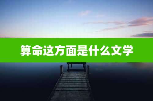 算命这方面是什么文学
