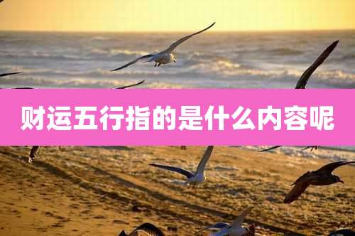 财运五行指的是什么内容呢