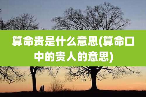 算命贵是什么意思(算命口中的贵人的意思)