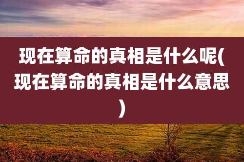 现在算命的真相是什么呢(现在算命的真相是什么意思)