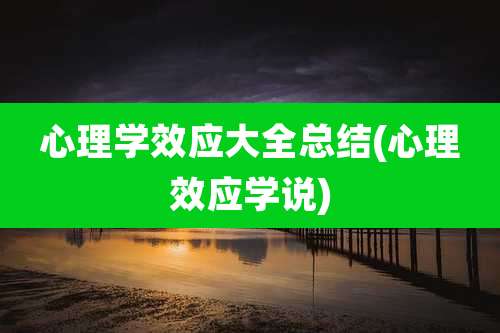 心理学效应大全总结(心理效应学说)