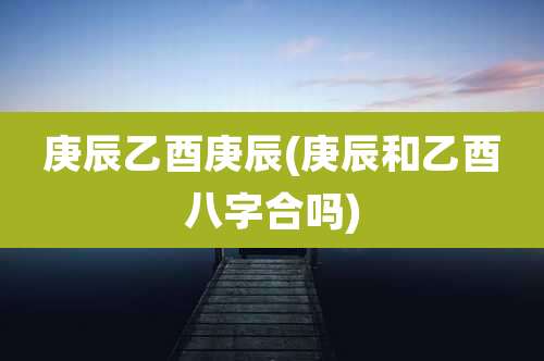 庚辰乙酉庚辰(庚辰和乙酉八字合吗)