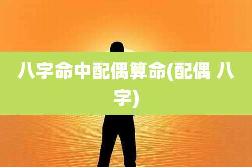 八字命中配偶算命(配偶 八字)