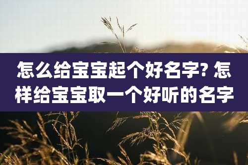 怎么给宝宝起个好名字? 怎样给宝宝取一个好听的名字