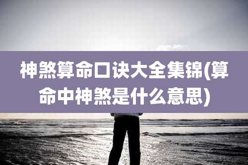 神煞算命口诀大全集锦(算命中神煞是什么意思)