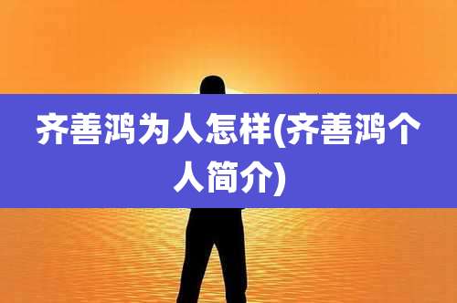 齐善鸿为人怎样(齐善鸿个人简介)