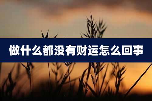 做什么都没有财运怎么回事