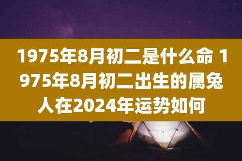 1975年8月初二是什么命 1975年8月初二出生的属兔人在2024年运势如何