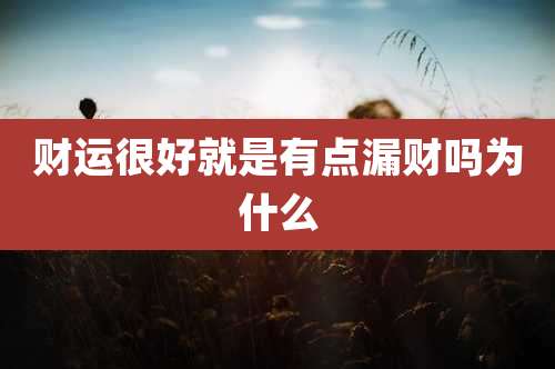 财运很好就是有点漏财吗为什么