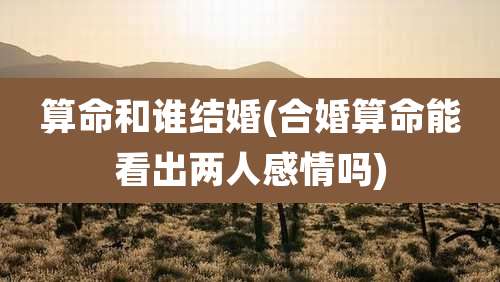 算命和谁结婚(合婚算命能看出两人感情吗)