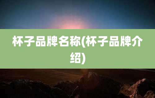 杯子品牌名称(杯子品牌介绍)