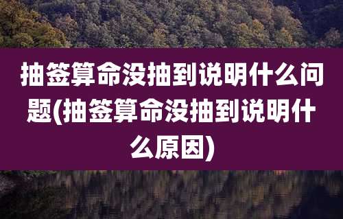 抽签算命没抽到说明什么问题(抽签算命没抽到说明什么原因)