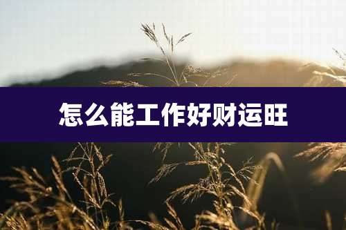 怎么能工作好财运旺