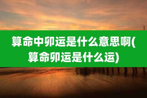 算命中卯运是什么意思啊(算命卯运是什么运)