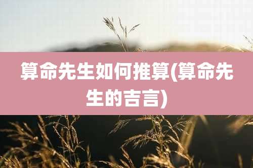 算命先生如何推算(算命先生的吉言)