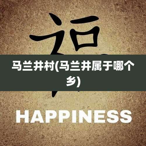 马兰井村(马兰井属于哪个乡)