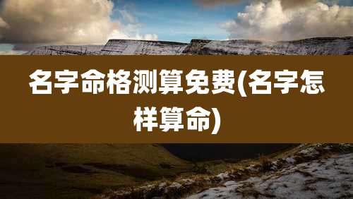 名字命格测算免费(名字怎样算命)