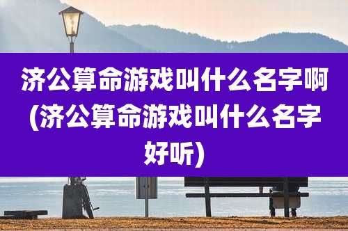 济公算命游戏叫什么名字啊(济公算命游戏叫什么名字好听)