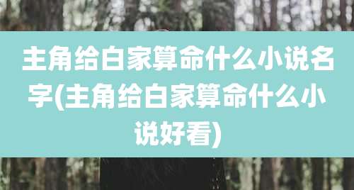 主角给白家算命什么小说名字(主角给白家算命什么小说好看)
