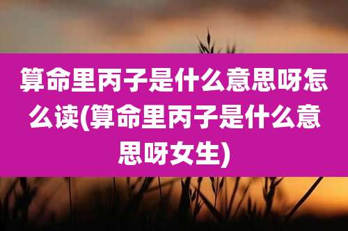 算命里丙子是什么意思呀怎么读(算命里丙子是什么意思呀女生)