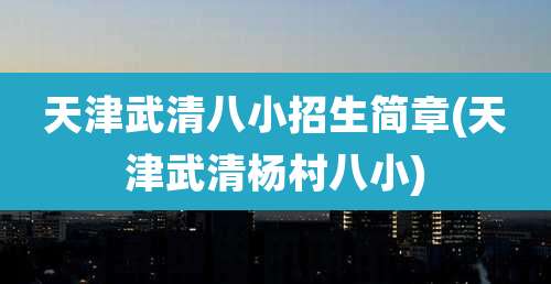 天津武清八小招生简章(天津武清杨村八小)