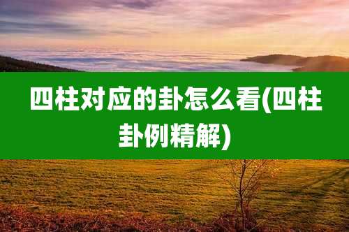 四柱对应的卦怎么看(四柱卦例精解)