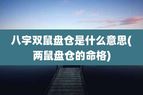 八字双鼠盘仓是什么意思(两鼠盘仓的命格)