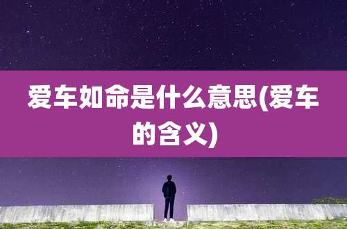 爱车如命是什么意思(爱车的含义)