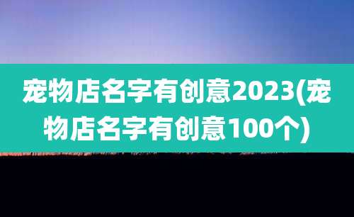 宠物店名字有创意2023(宠物店名字有创意100个)