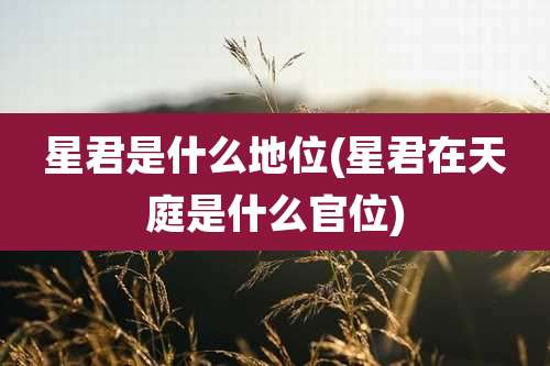 星君是什么地位(星君在天庭是什么官位)