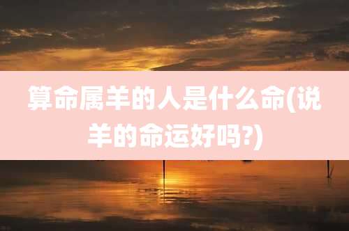 算命属羊的人是什么命(说羊的命运好吗?)