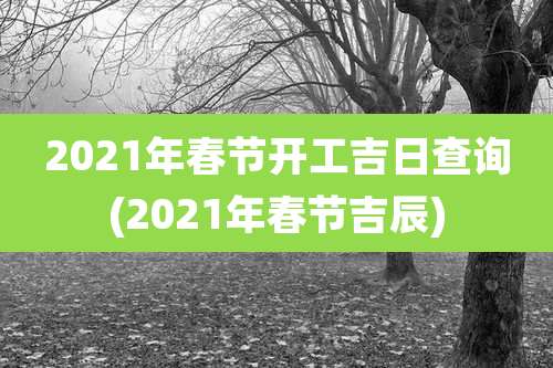 2021年春节开工吉日查询(2021年春节吉辰)