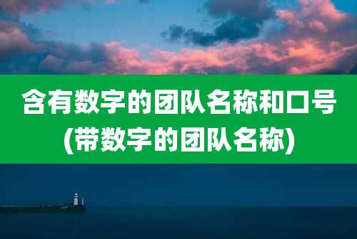 含有数字的团队名称和口号(带数字的团队名称)