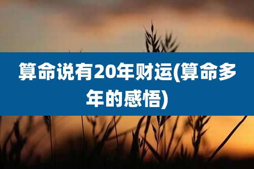 算命说有20年财运(算命多年的感悟)