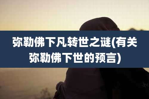 弥勒佛下凡转世之谜(有关弥勒佛下世的预言)