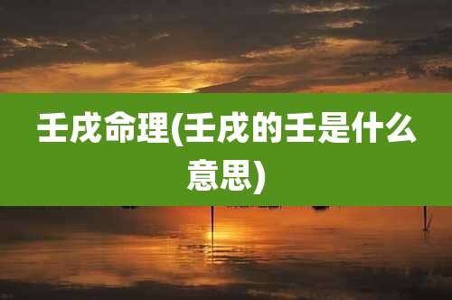 壬戌命理(壬戌的壬是什么意思)