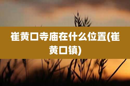 崔黄口寺庙在什么位置(崔黄口镇)